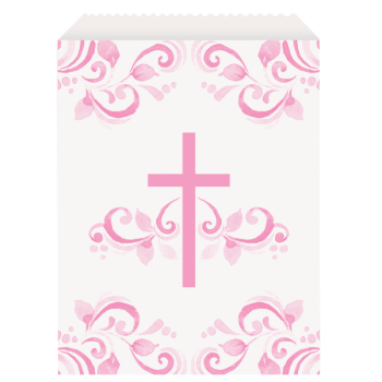 Holy Pink Cross Paper Treat Bags