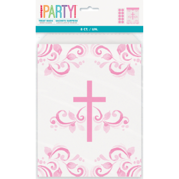 Holy Pink Cross Paper Treat Bags