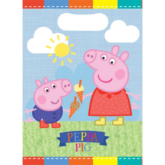 Peppa Pig Party Bags - Plastic Loot Bags (8pk)
