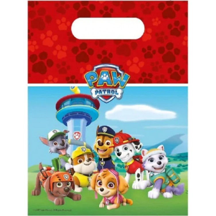 Paw Patrol Party Bags - Plastic Loot Bags (6pk)
