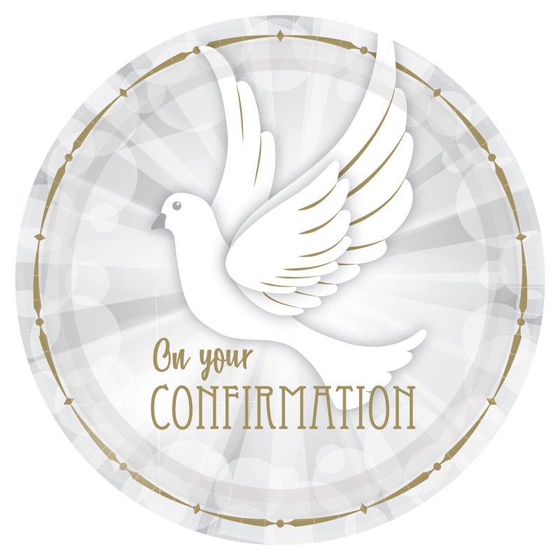 Confirmation Dove Paper Plates - 23cm (8pk)