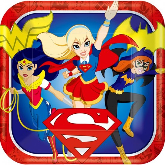 DC Super Hero Girls - 23cm Square Paper Party Plates (8pk)