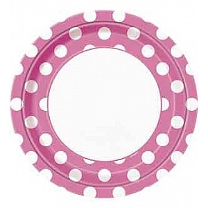 Hot Pink 9 Dots Paper Party Plates (16pk) Hot Pink 9 Dots Paper Party Plates (16pk)