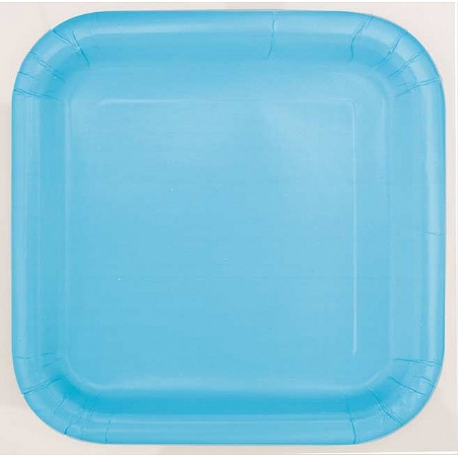 Powder Blue 9 Paper Square Party Plates (14pk)