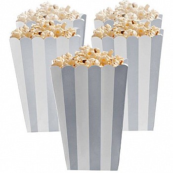Silver Candy Buffet Popcorn Treat Boxes 