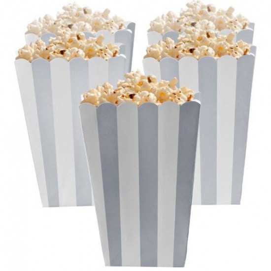 Silver Candy Buffet Popcorn Treat Boxes