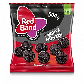 Red Band Liquorice Coins Family Bag 500g Red Band Liquorice Coins Family Bag 500g