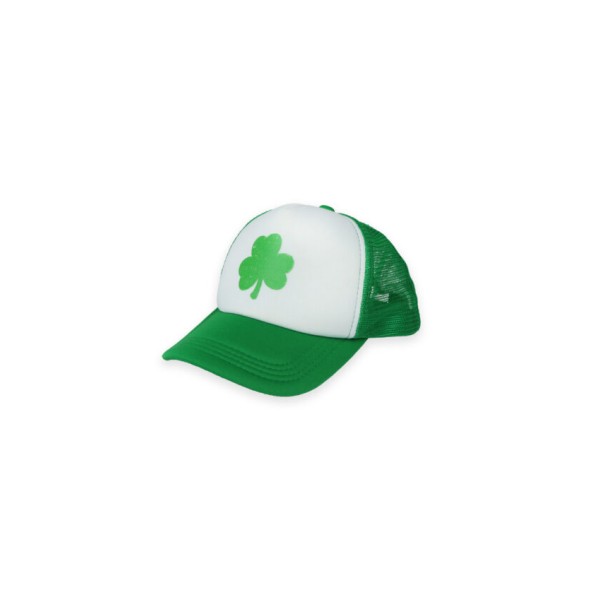 Irish White and Green Baseball Cap with Shamrock