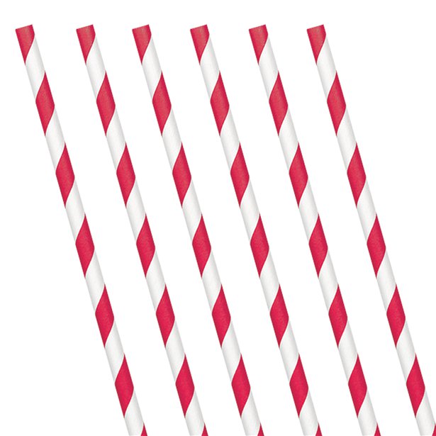 Apple Red Stripe Paper Straws (24 Pack) Apple Red Stripe Paper Straws (24 Pack)