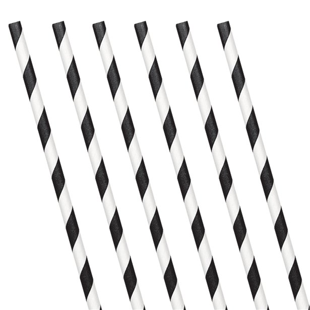 Black Stripe Paper Straws (24 Pack) Black Stripe Paper Straws (24 Pack)