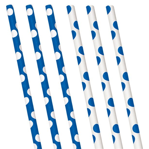 Blue Polka Dot Paper Straws - (10pk) Blue Polka Dot Paper Straws - (10pk)