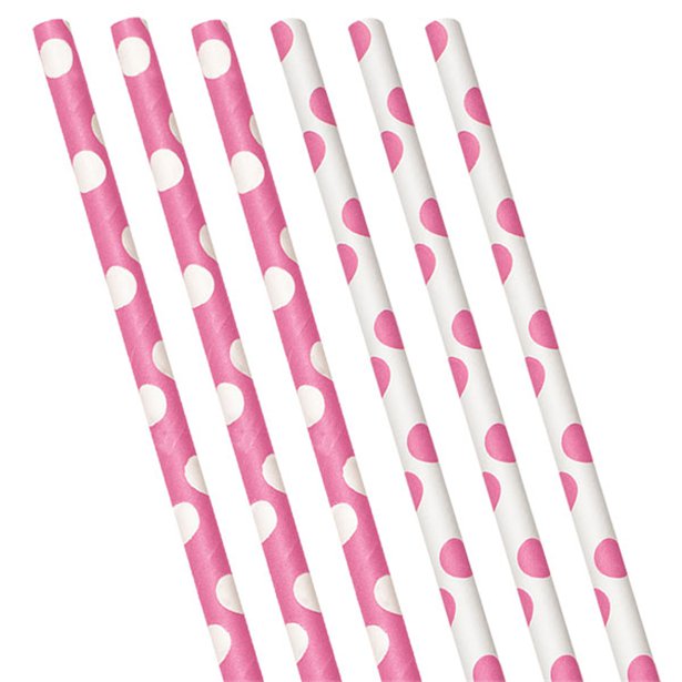 Pink Polka Dot Paper Straws - (10pk) Pink Polka Dot Paper Straws - (10pk)