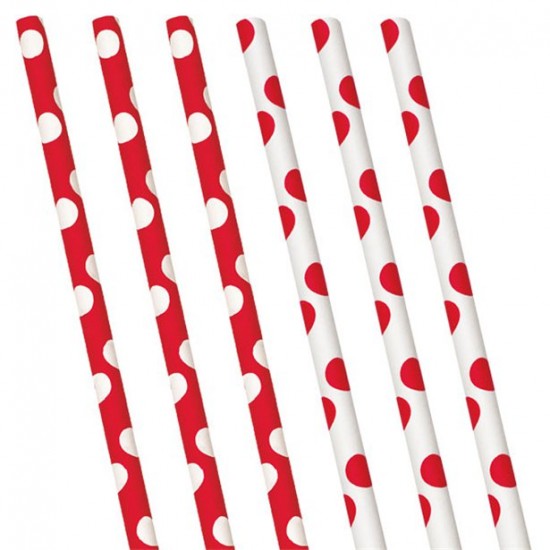 Red Polka Dot Paper Straws - (10pk)