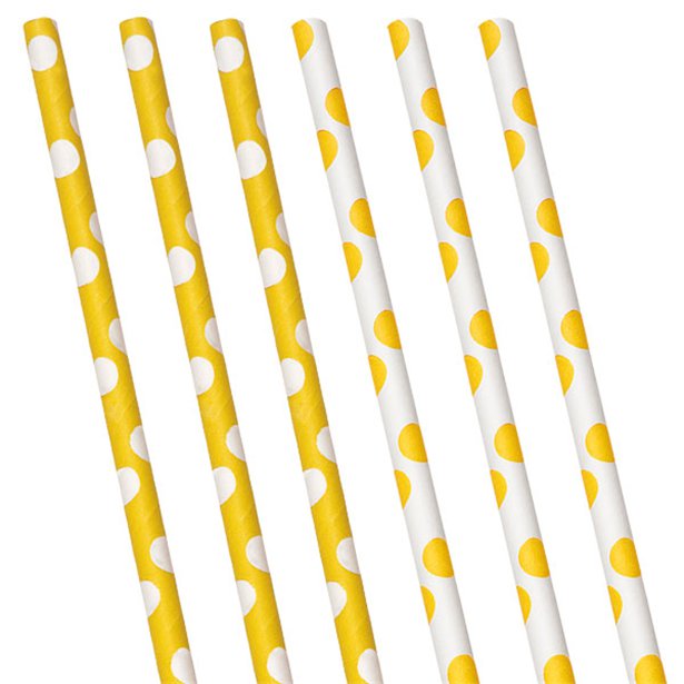 Yellow Polka Dot Paper Straws - (10pk) Yellow Polka Dot Paper Straws - (10pk)