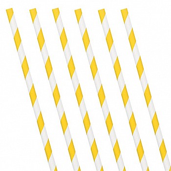 Sunshine Yellow Stripe Paper Straws (24 Pack)