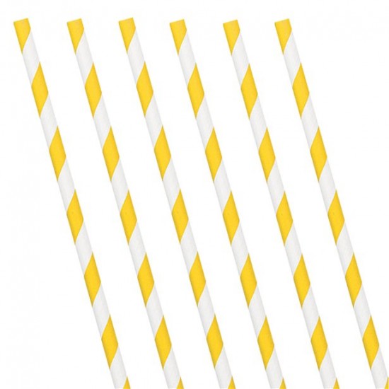 Sunshine Yellow Stripe Paper Straws (24 Pack)