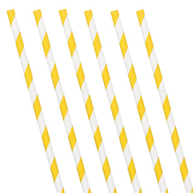 Sunshine Yellow Stripe Paper Straws (24 Pack) Sunshine Yellow Stripe Paper Straws (24 Pack)