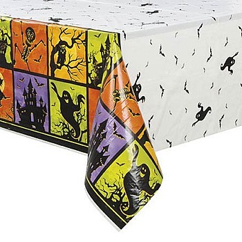 Halloween Haunted House Plastic Tablecover 54" x 84"