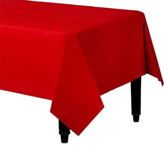 Red Plastic Tablecover - 1.4m x 2.8m