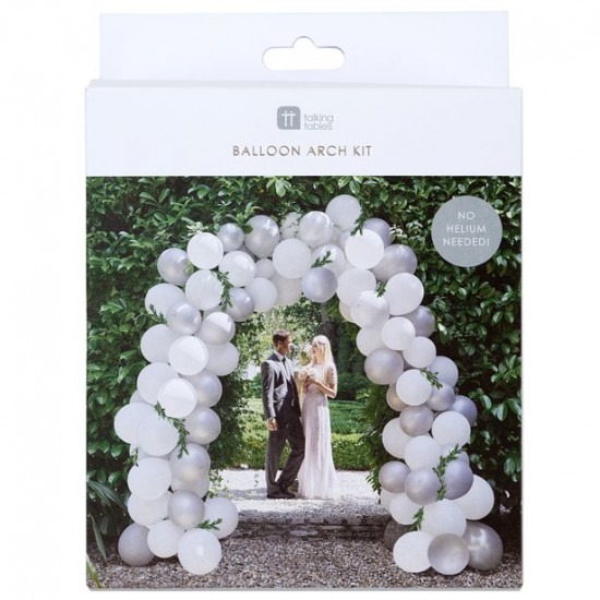 White & Silver Wedding Balloon Arch Kit
