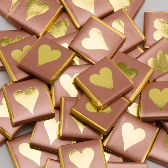 Rose Gold Heart Chocolate Neapolitans - 100 Pack