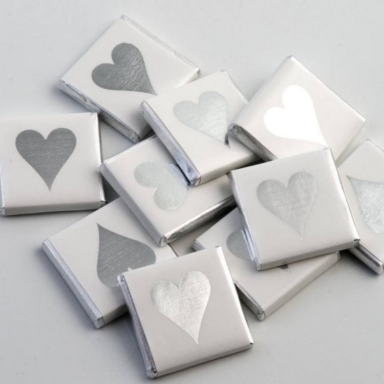 Silver Heart Chocolate Neapolitans - 100 Pack