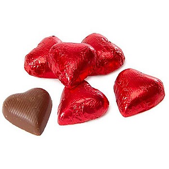 Foil Wrapped Milk Chocolate Hearts - Red - 1kg