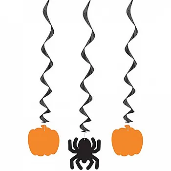 Pumpkin & Spider Hanging Swirl Decoration 26"L 3CT
