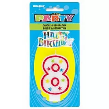 Numeral 8 Glitter Candle with Cake Decor
