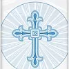 Blue Radiant Cross Plastic Tablecover 1.37m X 2.13m