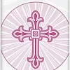 Pink Radiant Cross Plastic Tablecover 1.37m X 2.13m