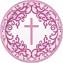 Pink Cross Paper Plates - 23cm (8pk)