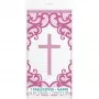 Pink Cross Plastic Tablecover 1.37m X 2.13m