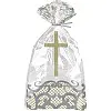Silver with Gold Cross Plastic Cello Bags and twist ties (20ct)