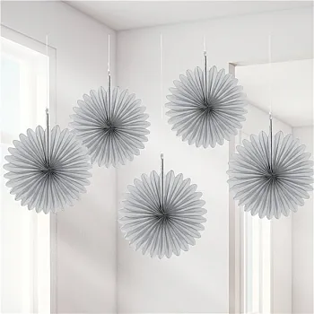 Silver Paper Mini Fan Decorations