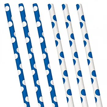 Blue Polka Dot Paper Straws - (10pk)
