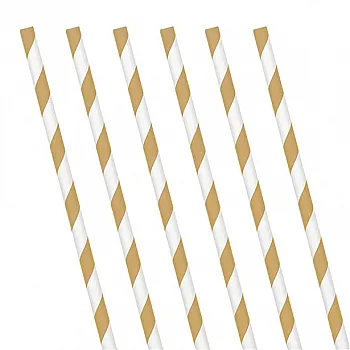 Gold Stripe Paper Straws (24 Pack)