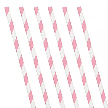 Soft Pink Stripe Paper Straws (24 Pack)
